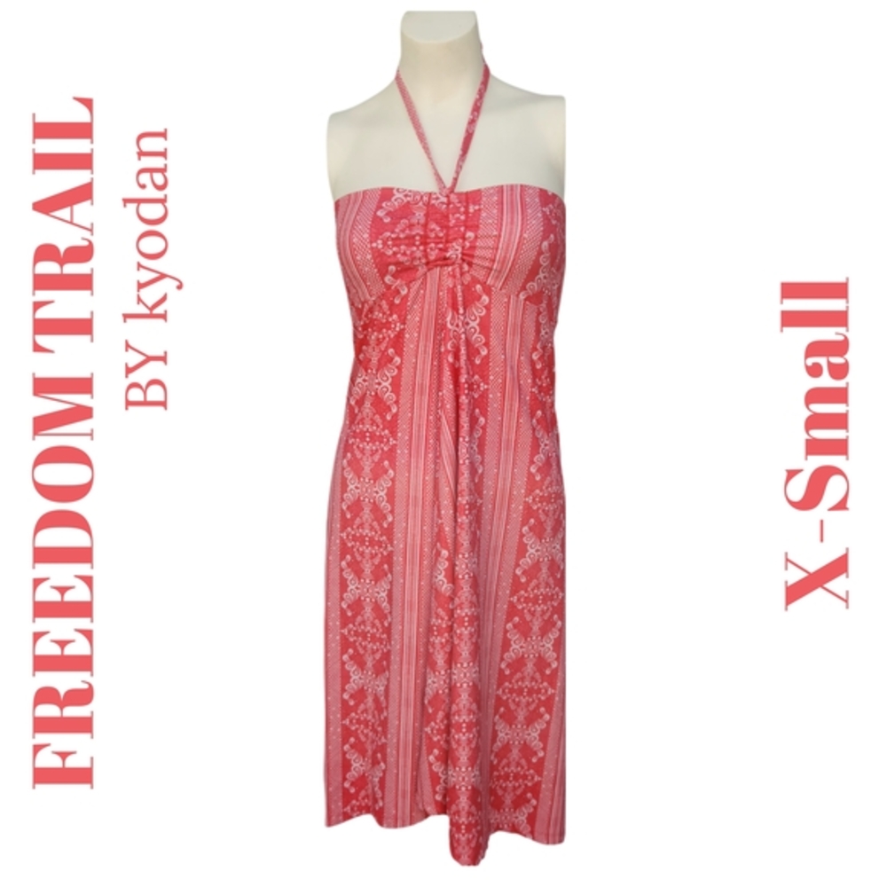 Freedom Trail by Kyodan Coral Floral Cowl Neck Halter Dress XS